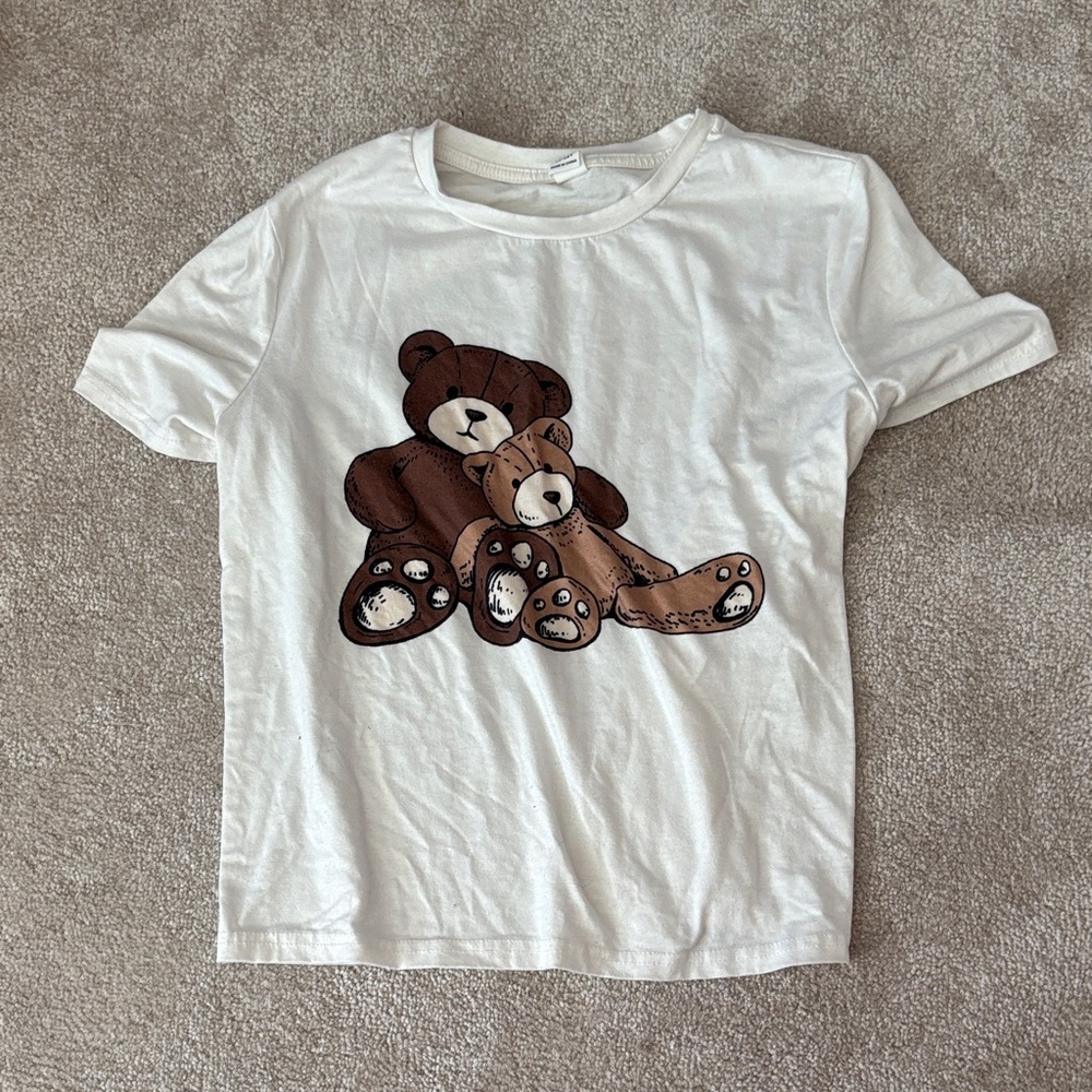 Kids' White Pj shirt with Bear Print